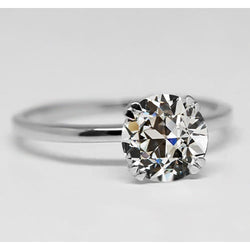 Old European Anello Monopietra – Diamante 2 carati Oro Bianco 14K