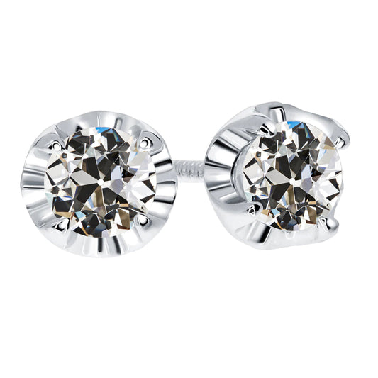 Diamante Taglio Old Mine Orecchini Pendenti in Oro 14 Carati Bianco – vista principale
