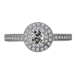 Brillante Anello con Pavé Halo con Diamante Anello Anniversario