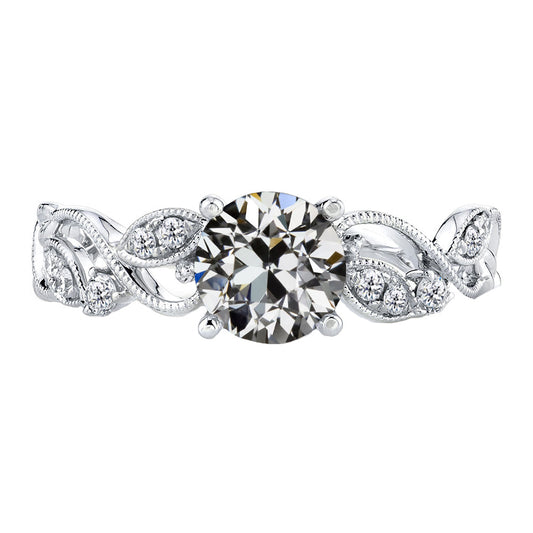Cuscino Antico Diamante anello in Oro Bianco 14K – vista principale