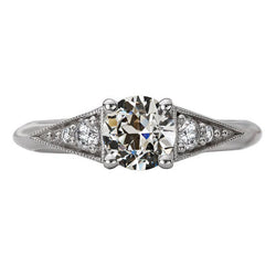 Taglio Old Mine Diamante Anello Nuziale in Oro Bianco 14K – 2