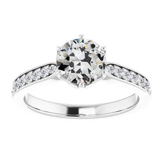 Diamante Fine Anello Solitario con Accenti 2,50-carati Oro Bianco 14K – vista principale