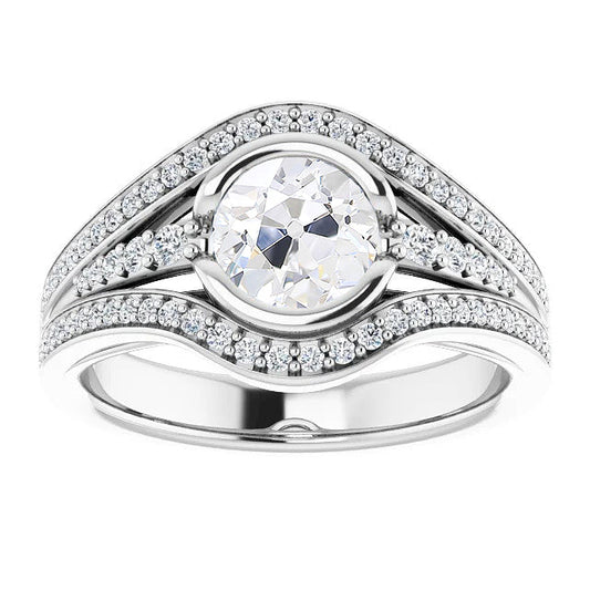 Diamante Fine Anello Halo 7 carati Oro Bianco 14K – vista principale