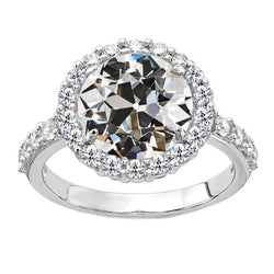 Artigianale Cuscino Antico Diamante Fine Anello di Fidanzamento