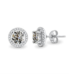 Oro Bianco 14K Cuscino Antico Brillante Orecchini 1 carati