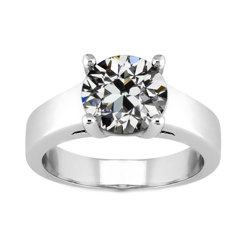 Diamante Cuscino Antico Anello Monopietra in Oro Bianco 14K – vista principale