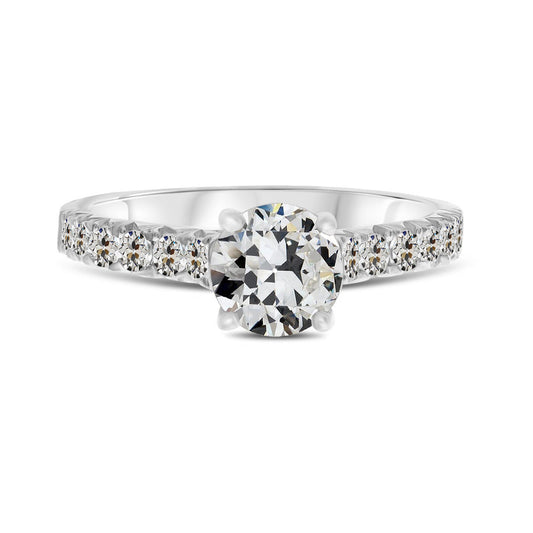 Cuscino Antico Diamante Fine anello in Oro Bianco 14K – vista principale