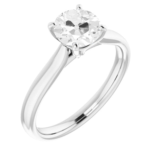 Brillante Cuscino Antico Anello Solitario in Oro Bianco 14K – vista principale