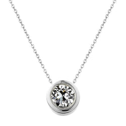 Oro Bianco 14K Taglio Old Mine Diamante Fine Collana Pendente 1