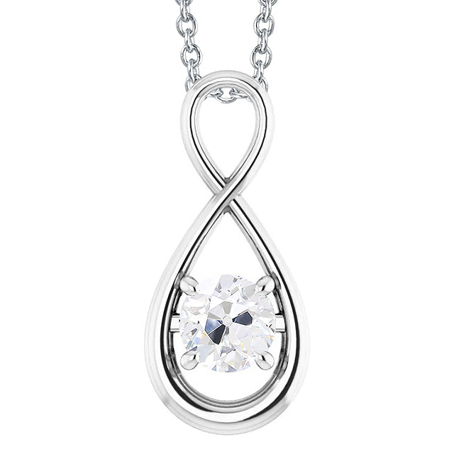Brillante Cuscino Antico Pendente a Goccia in Oro Bianco 14K – vista principale