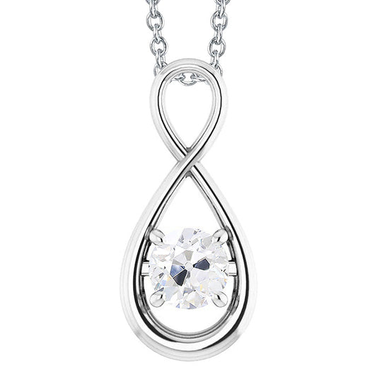 Brillante Cuscino Antico Pendente a Goccia in Oro Bianco 14K – vista principale