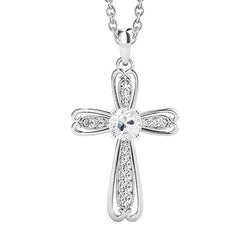 Diamante Croce Pendente – 2 carati in Oro Bianco 14K