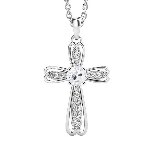 Pendente Oro Bianco 14K con Diamante – vista principale