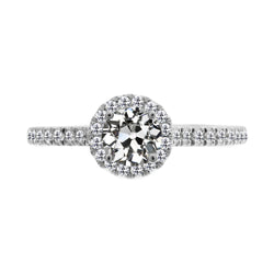1,50 carati Diamante Anello di Fidanzamento Halo in Oro Bianco