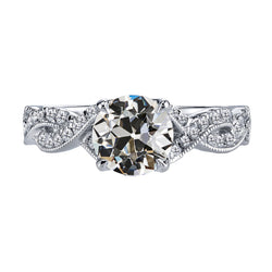 Brillante Anello Solitario con Accenti con Brillante Milgrain