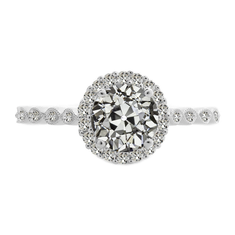 Cuscino Antico Diamante anello in Oro Bianco 14K – vista principale