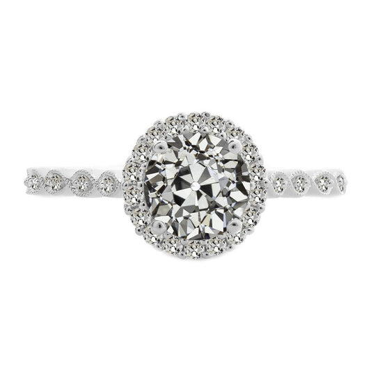Cuscino Antico Diamante anello in Oro Bianco 14K – vista principale
