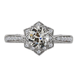 Cuscino Antico Diamante Fine Anello Halo – 4 carati in Oro 14