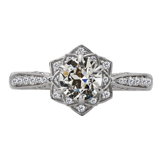 Diamante Fine Anello Halo 4-carati Oro 14 Carati Bianco – vista principale