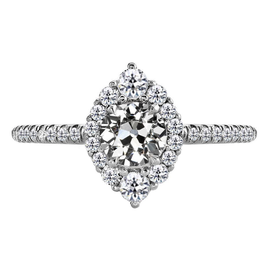 Diamante Anello con Pavé Halo 3,50 carati Oro Bianco 14K – vista principale