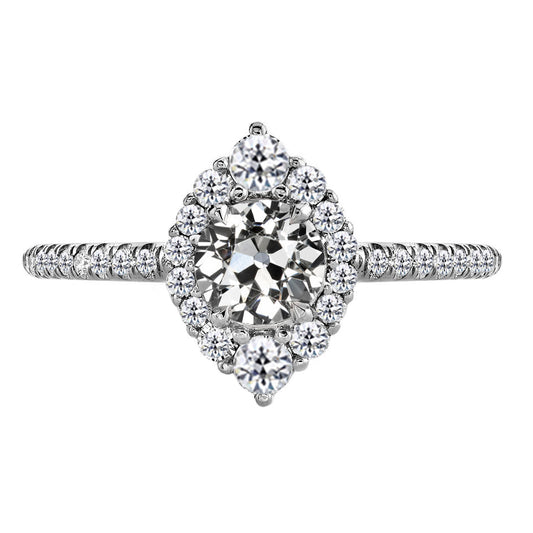 Diamante Anello con Pavé Halo 3,50 carati Oro Bianco 14K – vista principale