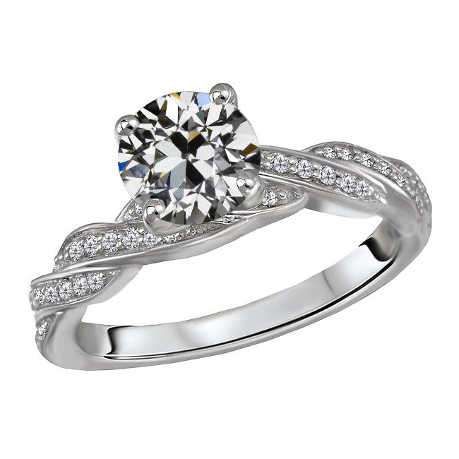 Diamante Cuscino Antico Anniversary Ring in Oro 14 Carati Bianco – vista principale
