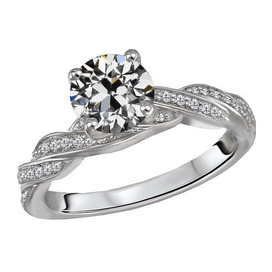 Diamante Cuscino Antico Anniversary Ring in Oro 14 Carati Bianco – vista principale