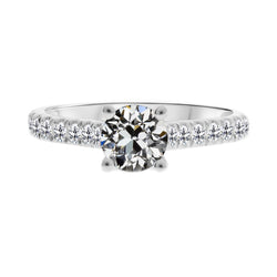 Diamante Fine Anello Solitario con Accenti fatto a mano 1,50