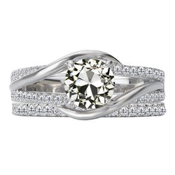 Firmato Gambo Diviso Brillante Anello Nuziale – 2 carati Oro