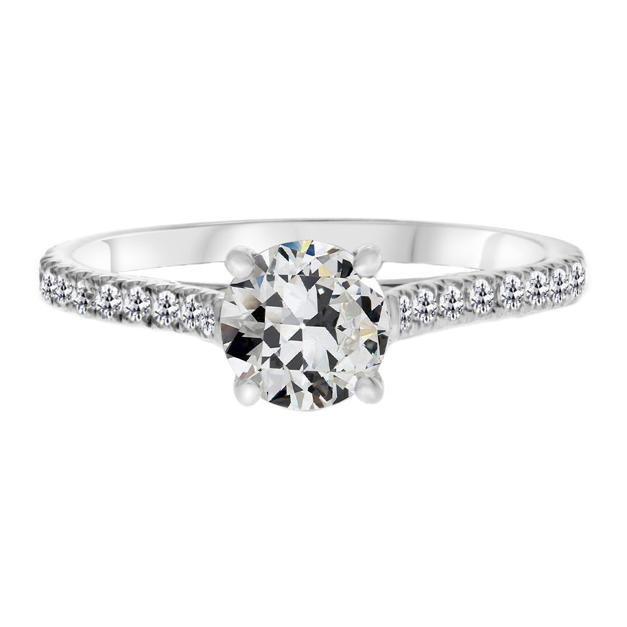 Brillante Anello Solitario con Accenti 2-carati Oro Bianco 14K – vista principale