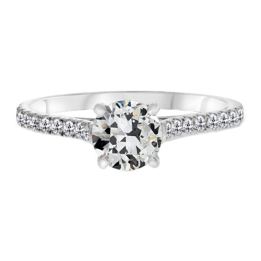 Brillante Anello Solitario con Accenti 2-carati Oro Bianco 14K – vista principale