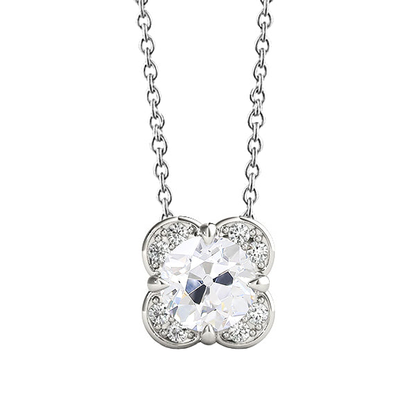 Cuscino Antico Brillante anello in Oro 14 Carati Bianco – vista principale