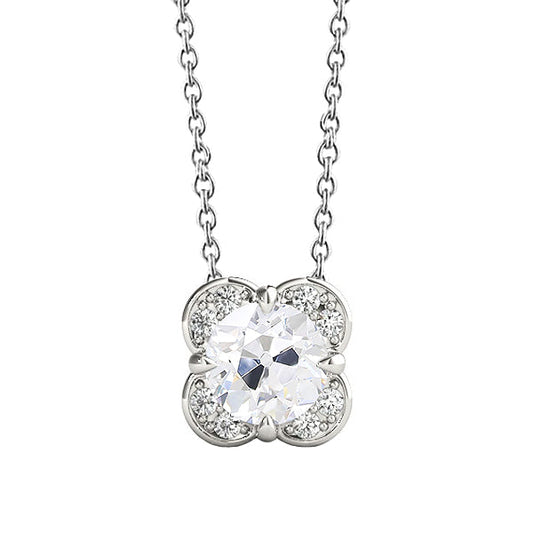 Cuscino Antico Brillante anello in Oro 14 Carati Bianco – vista principale