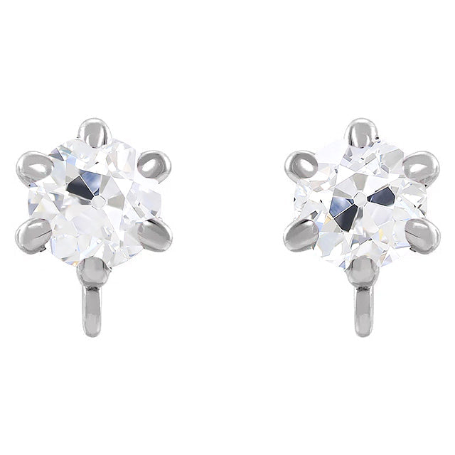 Orecchini a Lobo Oro Bianco 14K con Diamante – vista principale