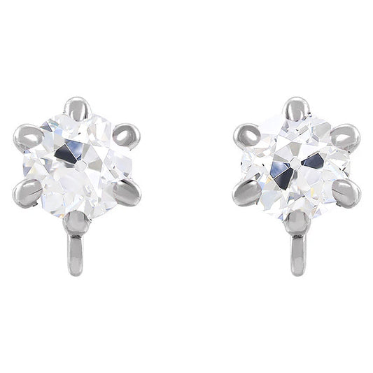 Orecchini a Lobo Oro Bianco 14K con Diamante – vista principale