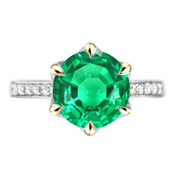 Pavé Anello con Pietra Preziosa – Smeraldo 3 carati Oro 14