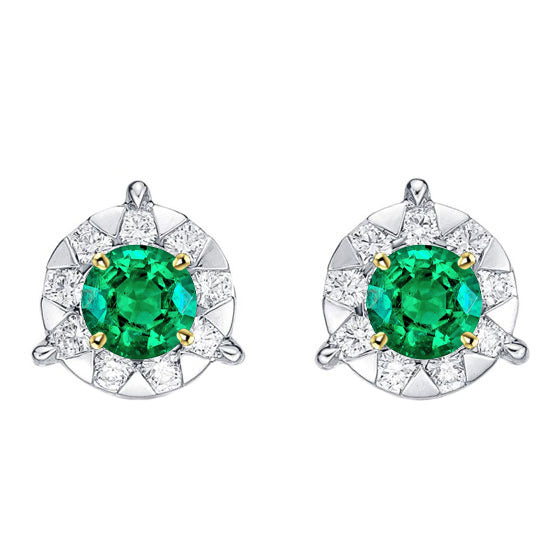 Smeraldo Colombiano Gemstone Earring 1,50 carati Oro 14 Carati Bicolore – vista principale