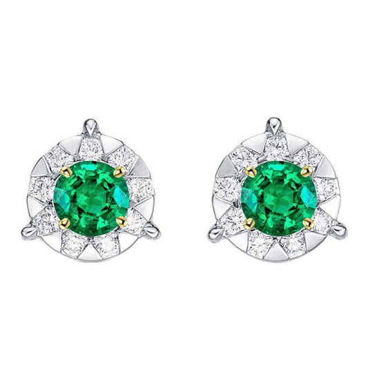 Smeraldo Colombiano Gemstone Earring 1,50 carati Oro 14 Carati Bicolore – vista principale
