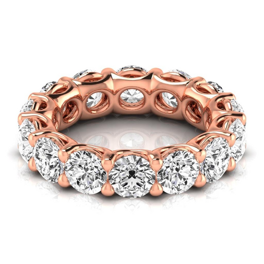 Diamante Taglio Brillante Eternity Band in Oro 14 Carati Rosa – vista frontale