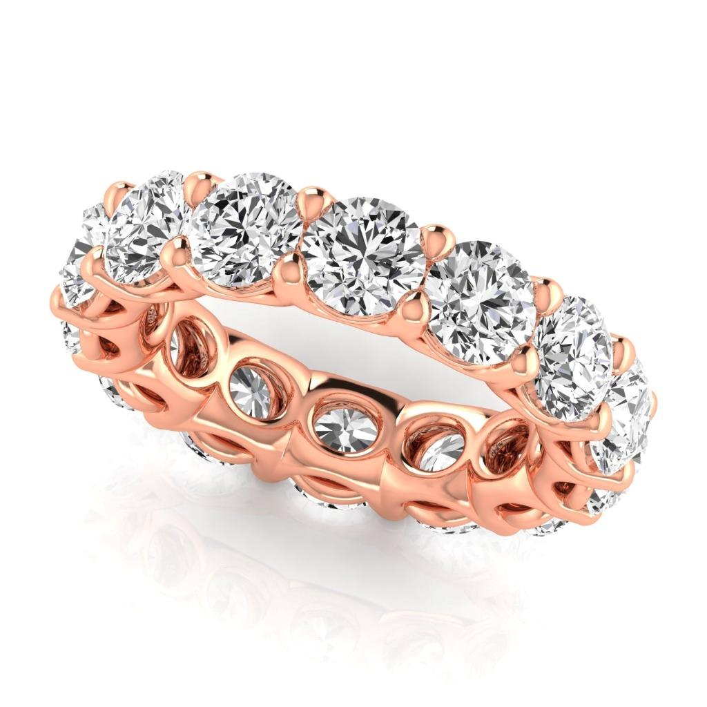 Taglio Brillante Diamante anello in Oro 14 Carati Rosa – vista laterale