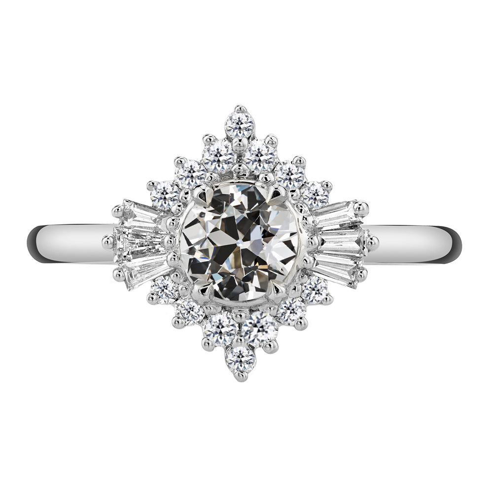Anello Halo Oro 14 Carati Bianco con Diamante Fine – vista principale