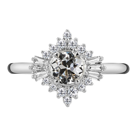Anello Halo Oro 14 Carati Bianco con Diamante Fine – vista principale