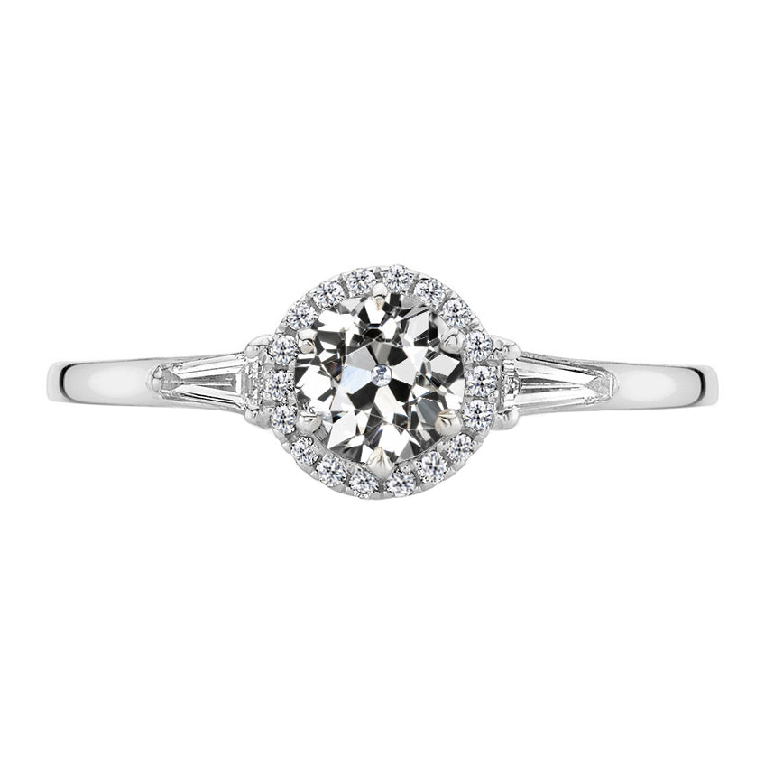 Anello con Pavé Halo Oro Bianco 14K con Diamante – vista principale