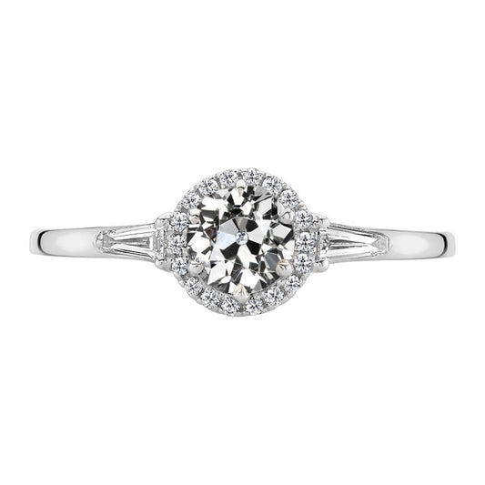 Anello con Pavé Halo Oro Bianco 14K con Diamante – vista principale