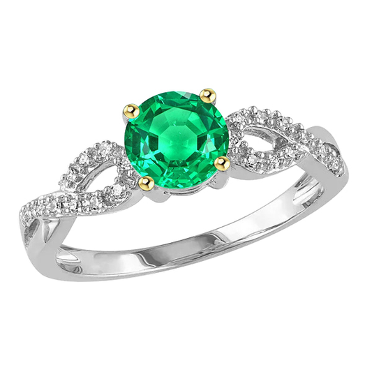 Smeraldo Anello con Gemma 1-carati Oro Bicolore 14K – vista principale