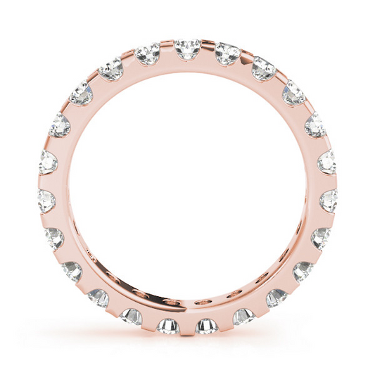 Taglio Rotondo Diamante Fine anello in Oro Rosa 14K – vista frontale