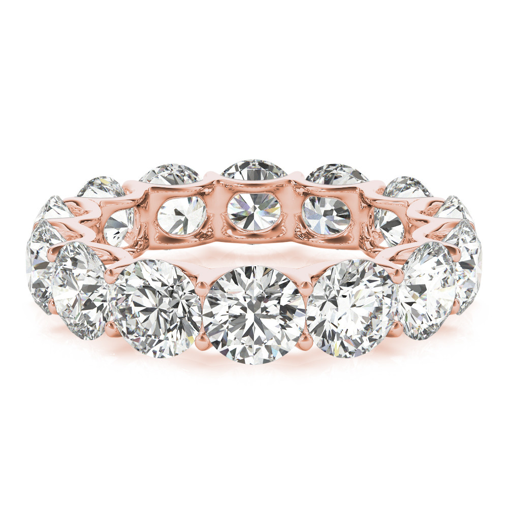 Taglio Rotondo Diamante anello in Oro 14 Carati Rosa – vista frontale