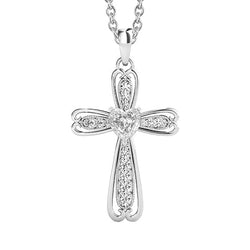 Diamante Croce Collana Pendente 2 carati in Oro Bianco 14K