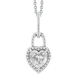 Taglio Cuore Diamante Pendente – 4 carati in Oro Bianco 14K