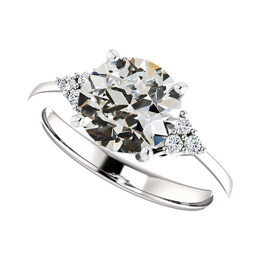 Diamante Fine Anello Solitario con Accenti 4,50-carati Oro Bianco 14K – vista frontale